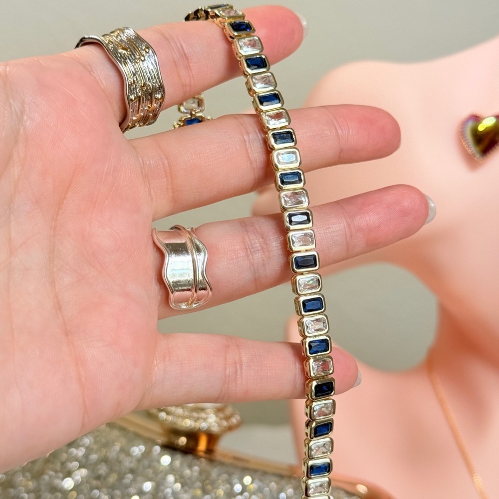 Stella Rose London Blue and Clear Zirconia Gold Bracelet - Picture 13 of 13